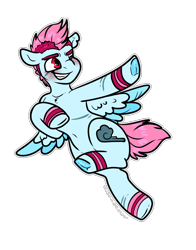 Size: 1471x1875 | Tagged: safe, artist:sexygoatgod, imported from derpibooru, oc, oc only, pegasus, pony, adoptable, flying, pride, scar, simple background, solo, sweatband, transparent background