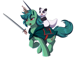 Size: 3359x2550 | Tagged: safe, artist:pridark, imported from derpibooru, oc, oc only, pony, unicorn, commission, furry, glasses, high res, horn, levitation, magic, melee weapon, simple background, sword, telekinesis, transparent background, unicorn oc, weapon