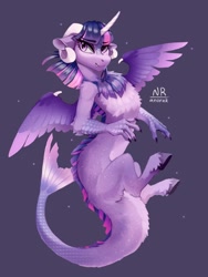 Size: 1080x1440 | Tagged: safe, artist:anoraknr, imported from derpibooru, twilight sparkle, draconequus, draconequified, solo, species swap, twikonequus