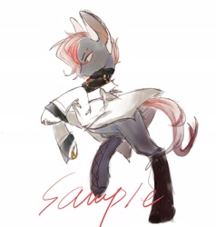 Size: 1950x2048 | Tagged: safe, artist:catcity__, imported from derpibooru, oc, oc only, earth pony, pony, clothes, horseshoes, jewelry, male, simple background, solo, watermark, white background