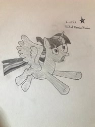 Size: 3024x4032 | Tagged: safe, artist:mlpfantealmintmoonrise, imported from derpibooru, twilight sparkle, alicorn, pony, female, g4, mare, pen drawing, pencil drawing, signature, solo, traditional art, twilight sparkle (alicorn), twilynanas, wings