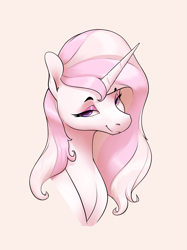 Size: 1695x2263 | Tagged: safe, artist:aquaticvibes, imported from derpibooru, fleur-de-lis, pony, unicorn, bust, female, mare, simple background, solo