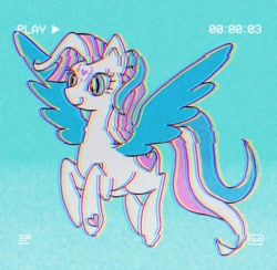 Size: 1200x1170 | Tagged: safe, artist:stacy_165cut, imported from derpibooru, star catcher, pegasus, pony, blue background, female, g3, mare, simple background, solo, wings