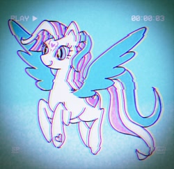 Size: 1200x1170 | Tagged: safe, artist:stacy_165cut, imported from derpibooru, star catcher, pegasus, pony, blue background, female, g3, mare, simple background, solo, wings