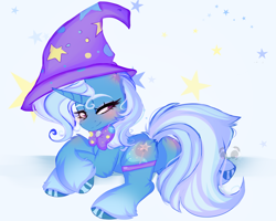 Size: 4421x3542 | Tagged: safe, artist:2pandita, imported from derpibooru, trixie, pony, unicorn, bowtie, butt, clothes, hat, lying down, plot, prone, solo, trixie's hat