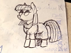 Size: 1024x768 | Tagged: safe, artist:mellodillo, imported from derpibooru, maud pie, earth pony, pony, female, mare, monochrome, solo, traditional art