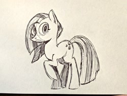 Size: 1024x768 | Tagged: safe, artist:mellodillo, imported from derpibooru, marble pie, earth pony, pony, female, mare, monochrome, solo, traditional art