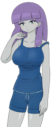 Size: 904x2224 | Tagged: safe, alternate version, artist:batipin, imported from derpibooru, maud pie, human, equestria girls, big breasts, breasts, busty maud pie, clothes, female, looking at you, shorts, simple background, solo, tanktop, transparent background