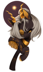 Size: 934x1548 | Tagged: safe, artist:dammmnation, imported from derpibooru, oc, oc only, pony, bust, choker, horns, simple background, solo, transparent background