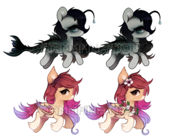 Size: 596x487 | Tagged: safe, artist:dammmnation, imported from derpibooru, oc, oc only, bat pony, pony, angler seapony, base used, bat pony oc, bat wings, flower, flower in hair, simple background, transparent background, wings