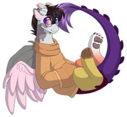 Size: 1750x1616 | Tagged: safe, artist:purplegrim40, imported from derpibooru, oc, oc only, oc:desorde, draconequus, clothes, draconequus oc, glasses, heterochromia, male, paw pads, paws, simple background, solo, transparent background, underpaw