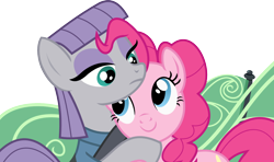 Size: 1400x826 | Tagged: safe, artist:seahawk270, imported from derpibooru, maud pie, pinkie pie, earth pony, pony, maud pie (episode), season 4, cute, diapinkes, duo, duo female, female, hug, mare, pie sisters, sibling love, siblings, simple background, sisterly love, sisters, transparent background, vector