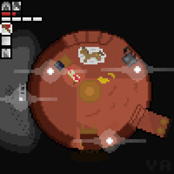 Size: 400x400 | Tagged: safe, artist:valuable ashes, imported from derpibooru, doctor whooves, roseluck, time turner, earth pony, pony, darkwood, duo, generator, high angle, hud, lamp, library, mattress, night, oven, pixel art, sleeping, video game crossover