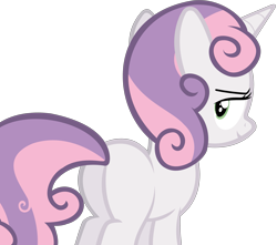 Size: 3055x2704 | Tagged: safe, artist:anonymous, imported from derpibooru, sweetie belle, blank flank, butt, female, filly, foal, plot, simple background, sweetie butt, transparent background