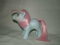 Size: 640x480 | Tagged: safe, imported from derpibooru, photographer:breyer600, photographer:lancer, baby cuddles, earth pony, pony, baby, baby pony, blushing, cuddlebetes, cute, female, filly, foal, g1, irl, photo, solo, toy