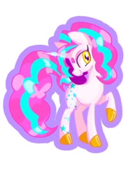 Size: 696x900 | Tagged: safe, artist:stacy_165cut, imported from derpibooru, oc, oc only, pony, unicorn, cloven hooves, colored hooves, female, horn, looking at you, mare, outline, raised hoof, simple background, solo, white background