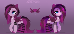 Size: 8716x4074 | Tagged: safe, artist:magnaluna, imported from derpibooru, oc, oc only, pegasus, pony, accessory, adoptable, chest fluff, choker, clothes, ear fluff, eye clipping through hair, eyebrows, eyebrows visible through hair, female, heart, mare, socks, solo, striped socks