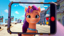 Size: 600x338 | Tagged: safe, imported from derpibooru, screencap, sunny starscout, earth pony, pony, spoiler:my little pony: make your mark, animated, cellphone, female, floppy ears, g5, gif, i watch it for the ears, mare, my little pony: make your mark, my little pony: make your mark chapter 1, phone, smartphone