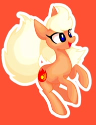 Size: 650x850 | Tagged: safe, artist:stacy_165cut, imported from derpibooru, oc, oc only, earth pony, flareon, pony, female, mare, outline, pokémon, red background, simple background, solo