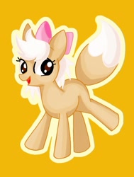 Size: 642x850 | Tagged: safe, artist:stacy_165cut, imported from derpibooru, oc, oc only, earth pony, eevee, pony, bow, female, hair bow, mare, outline, pokémon, simple background, solo