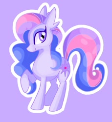 Size: 780x850 | Tagged: safe, artist:stacy_165cut, imported from derpibooru, oc, oc only, earth pony, pony, female, mare, outline, purple background, raised hoof, simple background, solo