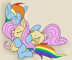 Size: 648x548 | Tagged: safe, artist:renjirra, imported from derpibooru, fluttershy, rainbow dash, pegasus, pony, crying, cuddling, duo, eyes closed, female, flutterdash, lesbian, shipping