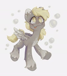 Size: 1806x2048 | Tagged: safe, artist:p0nyplanet, imported from derpibooru, derpy hooves, pegasus, pony, coat markings, colored pupils, simple background, solo, tongue out