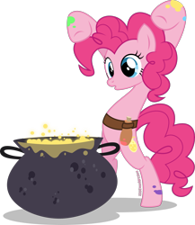 Size: 1938x2232 | Tagged: safe, artist:stellardusk, imported from derpibooru, pinkie pie, earth pony, pony, alternate cutie mark, bipedal, cauldron, crossover, potion, potions coven, show accurate, simple background, solo, the owl house, transparent background