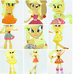 Size: 735x741 | Tagged: safe, imported from derpibooru, applejack, human, equestria girls, ai content, ai generated, bare shoulders, clothes, dress, generator:craiyon, hat, hatless, missing accessory, sleeveless, strapless, wat