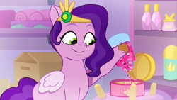 Size: 3500x1972 | Tagged: safe, imported from derpibooru, screencap, pipp petals, pegasus, pony, spoiler:g5, spoiler:my little pony: tell your tale, spoiler:tyts01e15, female, flashback, g5, glitter, making a foal of me, mare, my little pony: tell your tale, solo