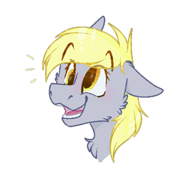 Size: 800x800 | Tagged: safe, artist:molars, imported from derpibooru, derpy hooves, ditzy doo, pegasus, pony, blushing, doodle, grey fur, one ear down, pixelated, shiny eyes, simple background, smiling, solo, transparent background