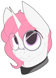 Size: 2000x2800 | Tagged: safe, artist:chapaevv, imported from derpibooru, oc, unicorn, bust, glasses, looking at you, male, patreon, patreon reward, portrait, simple background, solo