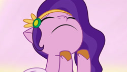 Size: 3410x1920 | Tagged: safe, imported from derpibooru, screencap, pipp petals, pegasus, pony, spoiler:g5, spoiler:my little pony: tell your tale, spoiler:tyts01e15, eyes closed, female, g5, high res, making a foal of me, mare, my little pony: tell your tale, nose in the air, solo, youtube link