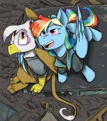 Size: 1051x1195 | Tagged: safe, artist:sinrar, imported from derpibooru, gilda, griffon, pegasus, pony