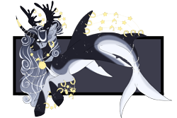 Size: 4500x3000 | Tagged: safe, artist:lidelman, imported from derpibooru, oc, oc only, hybrid, merpony, original species, seapony (g4), shark, shark pony, unicorn, adoptable, curved horn, dorsal fin, female, fins, fish tail, flowing mane, gray mane, horn, jewelry, mare, necklace, pearl necklace, regalia, seaponified, simple background, solo, species swap, tail, teeth, transparent background