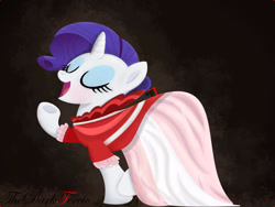 Size: 1280x960 | Tagged: safe, artist:thedarktercio, imported from derpibooru, rarity, pony, unicorn, clothes, cute, dress, eyes closed, open mouth, raribetes, solo