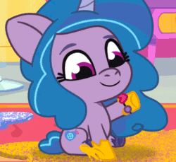 Size: 600x550 | Tagged: safe, imported from derpibooru, screencap, izzy moonbow, pony, unicorn, spoiler:g5, spoiler:my little pony: tell your tale, spoiler:tyts01e15, animated, baby, baby pony, cropped, cute, female, filly, g5, gif, high res, izzybetes, making a foal of me, my little pony: tell your tale, solo, younger