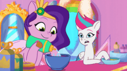 Size: 600x338 | Tagged: safe, imported from derpibooru, screencap, pipp petals, zipp storm, pegasus, pony, spoiler:g5, spoiler:tyts01e15, animated, duo, female, g5, making a foal of me, mare, my little pony: tell your tale, siblings, sisters