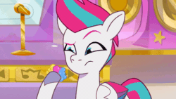 Size: 480x270 | Tagged: safe, imported from derpibooru, screencap, zipp storm, pegasus, pony, spoiler:g5, spoiler:my little pony: tell your tale, spoiler:tyts01e15, animated, female, g5, high res, licking, making a foal of me, mare, my little pony: tell your tale, sniffing, soap bubble, solo, tongue out