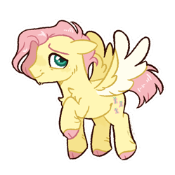 Size: 672x676 | Tagged: safe, artist:joburii, edit, editor:edits of hate, imported from twibooru, fluttershy, pegasus, pony, alternate hairstyle, butterscotch, cloven hooves, colored hooves, colored wings, image, looking at you, png, rule 63, simple background, solo, transparent background, two toned wings, wings