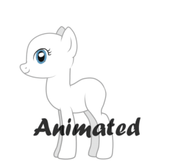 Size: 2862x2671 | Tagged: safe, artist:aakariu, imported from derpibooru, earth pony, pony, ^^, animated, base, commission, digital art, eyes closed, full body, gif, grin, high res, hooves, looking at you, open mouth, open smile, raised hoof, show accurate, simple background, smiling, smiling at you, solo, standing, white background, your character here