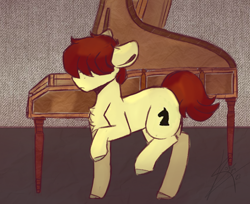 Size: 878x716 | Tagged: safe, imported from derpibooru, oc, earth pony, pony, earth pony oc, musical instrument, piano, raised hoof, solo