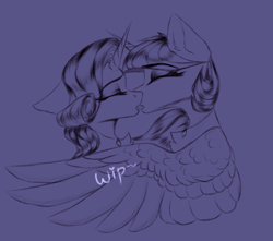 Size: 2173x1921 | Tagged: safe, artist:jsunlight, imported from derpibooru, rarity, twilight sparkle, alicorn, pony, unicorn, fanfic art, female, kissing, lesbian, rarilight, shipping, twilight sparkle (alicorn)