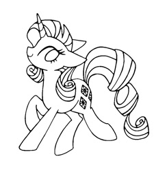 Size: 766x850 | Tagged: safe, artist:stacy_165cut, imported from derpibooru, rarity, pony, unicorn, black and white, female, grayscale, horn, mare, monochrome, simple background, solo, white background