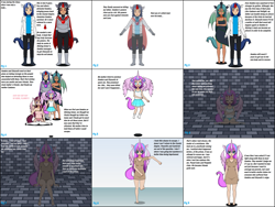 Size: 2409x1812 | Tagged: safe, artist:tvngames, imported from derpibooru, king sombra, princess cadance, princess flurry heart, queen chrysalis, shining armor, human, barefoot, boots, cape, clothes, comic, crown, dress, feet, gloves, horn, horned humanization, humanized, implied pound cake, implied pumpkin cake, implied zecora, jacket, jewelry, kisekae, older, older flurry heart, pants, regalia, shirt, shoes, skirt, socks, tail, tailed humanization, tiara, winged humanization, wings