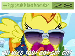 Size: 960x720 | Tagged: safe, edit, edited screencap, editor:wonderwolf51, imported from derpibooru, screencap, spitfire, pegasus, pony, the washouts (episode), angry, goal, meta, solo, sunglasses