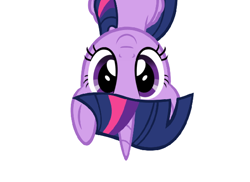 Size: 550x400 | Tagged: safe, artist:pink1ejack, editor:pokemonvictor, imported from derpibooru, twilight sparkle, alicorn, pony, fluttershy leans in, female, folded wings, front view, horn, illusion, looking at you, mare, modern art, multicolored mane, optical illusion, purple eyes, simple background, smiling, solo, twilight sparkle (alicorn), upside down, vector, wings