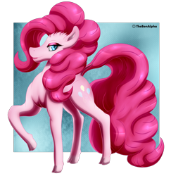 Size: 2484x2559 | Tagged: safe, artist:thebenalpha, imported from derpibooru, pinkie pie, earth pony, pony, raised hoof, simple background, solo, transparent background