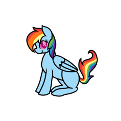 Size: 894x894 | Tagged: safe, artist:littlesnowyowl, imported from derpibooru, rainbow dash, pegasus, pony, female, mare, missing cutie mark, multicolored hair, rainbow hair, simple background, sitting, smiling, transparent background, wings