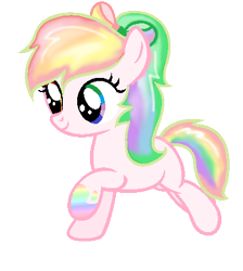 Size: 387x431 | Tagged: safe, artist:firepony-bases, artist:littlesnowyowl, imported from derpibooru, oc, oc only, earth pony, pony, base used, bow, female, filly, foal, hair bow, multicolored hair, ponytail, rainbow eyes, rainbow hair, simple background, smiling, solo, transparent background